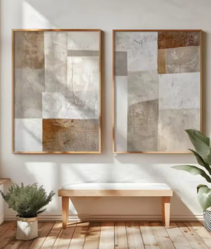 Japanse Wabi Sabi Bergen Canvas Poster Set van 2