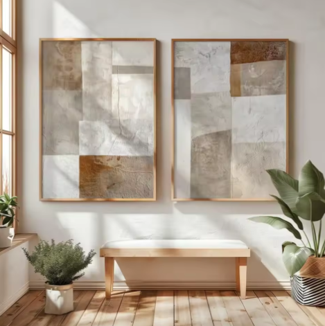 Japanse Wabi Sabi Bergen Canvas Poster Set van 2