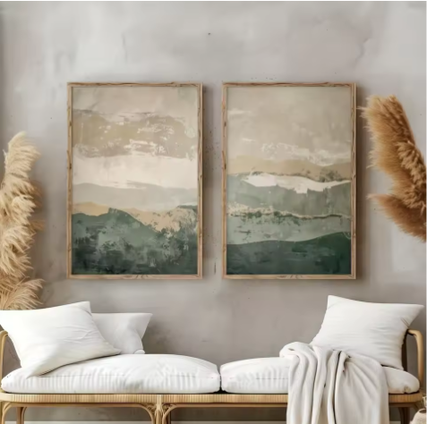 Japanse Wabi Sabi Bergen Canvas Poster Set van 2