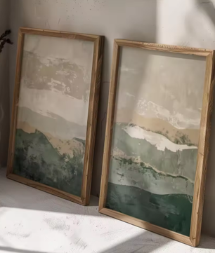 Japanse Wabi Sabi Bergen Canvas Poster Set van 2