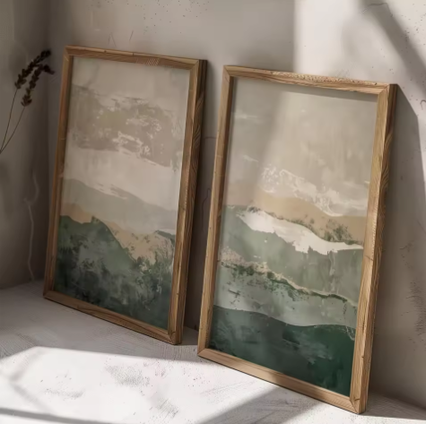 Japanse Wabi Sabi Bergen Canvas Poster Set van 2