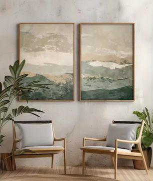 Japanse Wabi Sabi Bergen Canvas Poster Set van 2