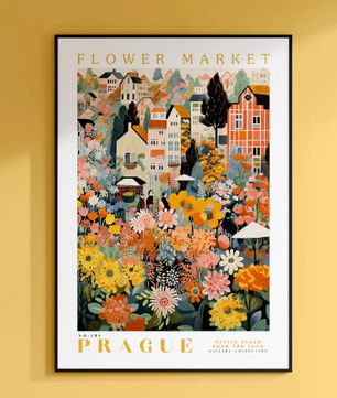 Amsterdam Bloemenmarkt Canvas Poster – Botanische Boho Wanddecoratie