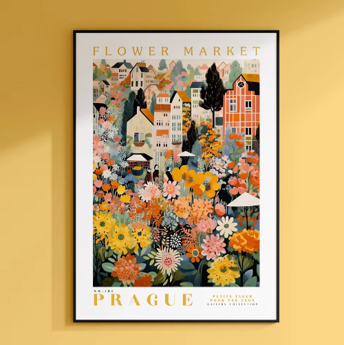 Amsterdam Bloemenmarkt Canvas Poster – Botanische Boho Wanddecoratie