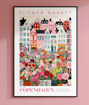 Amsterdam Bloemenmarkt Canvas Poster – Botanische Boho Wanddecoratie