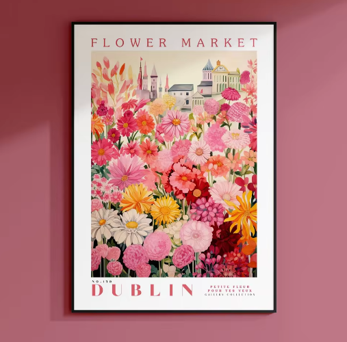 Amsterdam Bloemenmarkt Canvas Poster – Botanische Boho Wanddecoratie