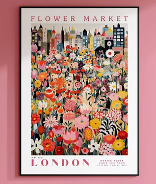 Amsterdam Bloemenmarkt Canvas Poster – Botanische Boho Wanddecoratie