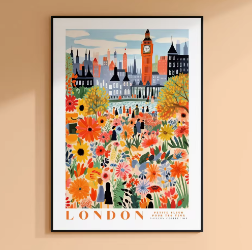 Amsterdam Bloemenmarkt Canvas Poster – Botanische Boho Wanddecoratie