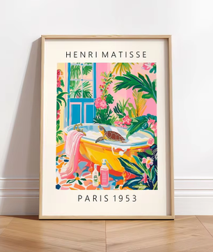 Grappige Zwarte Kat op Toilet Canvas Poster – Badkamer Wanddecoratie