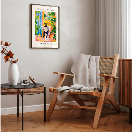 Grappige Zwarte Kat op Toilet Canvas Poster – Badkamer Wanddecoratie