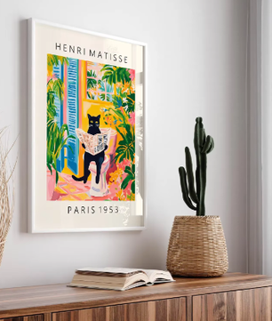 Grappige Zwarte Kat op Toilet Canvas Poster – Badkamer Wanddecoratie