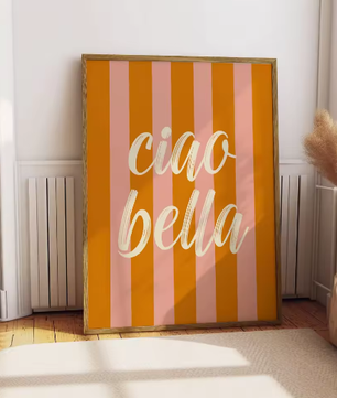 Ciao Bella Canvas Poster – Italiaanse Quote Wanddecoratie