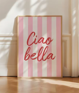 Ciao Bella Canvas Poster – Italiaanse Quote Wanddecoratie