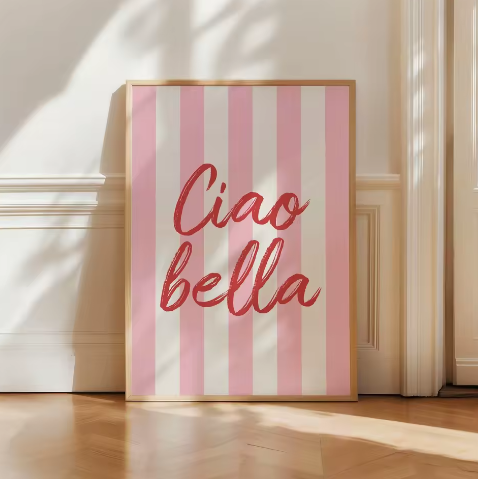 Ciao Bella Canvas Poster – Italiaanse Quote Wanddecoratie