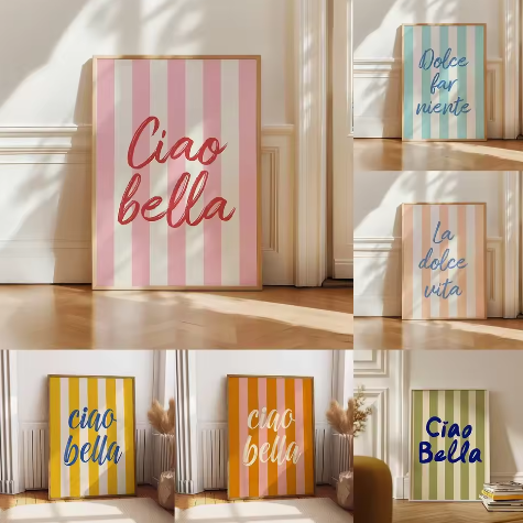 Ciao Bella Canvas Poster – Italiaanse Quote Wanddecoratie