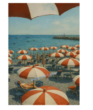 Mediterrane Strand Poster – Italiaanse Kust Canvas Wanddecoratie