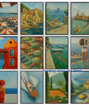 Mediterrane Strand Poster – Italiaanse Kust Canvas Wanddecoratie