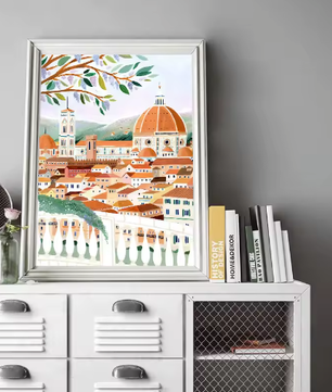 Wereld Steden Canvas Poster – Reis Stadslandschap Muurkunst voor Woonkamer en Interieurdecoratie