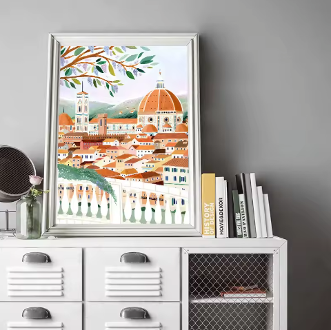 Wereld Steden Canvas Poster – Reis Stadslandschap Muurkunst voor Woonkamer en Interieurdecoratie