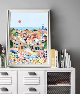 Wereld Steden Canvas Poster – Reis Stadslandschap Muurkunst voor Woonkamer en Interieurdecoratie