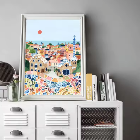 Wereld Steden Canvas Poster – Reis Stadslandschap Muurkunst voor Woonkamer en Interieurdecoratie