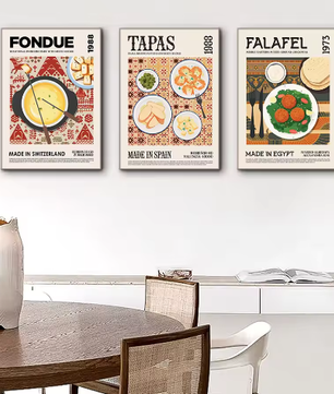 Wereldkeuken Canvas Poster – Heerlijk Eten Muurdecoratie