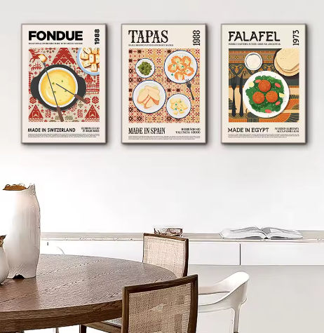 Wereldkeuken Canvas Poster – Heerlijk Eten Muurdecoratie
