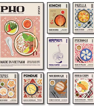 Wereldkeuken Canvas Poster – Heerlijk Eten Muurdecoratie