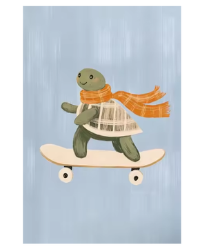 Grappige Dieren Canvas Poster – Skateboard Dieren Kinderkamer Muurdecoratie