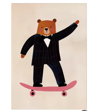 Grappige Dieren Canvas Poster – Skateboard Dieren Kinderkamer Muurdecoratie