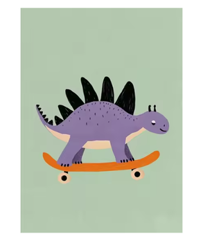 Grappige Dieren Canvas Poster – Skateboard Dieren Kinderkamer Muurdecoratie