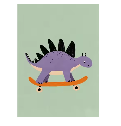 Grappige Dieren Canvas Poster – Skateboard Dieren Kinderkamer Muurdecoratie