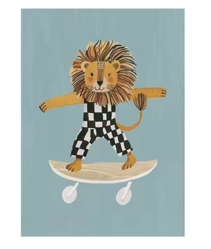 Grappige Dieren Canvas Poster – Skateboard Dieren Kinderkamer Muurdecoratie