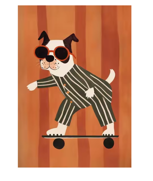 Grappige Dieren Canvas Poster – Skateboard Dieren Kinderkamer Muurdecoratie