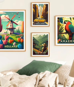 Wereld Steden Canvas Poster – Reis Landmark Muurdecoratie