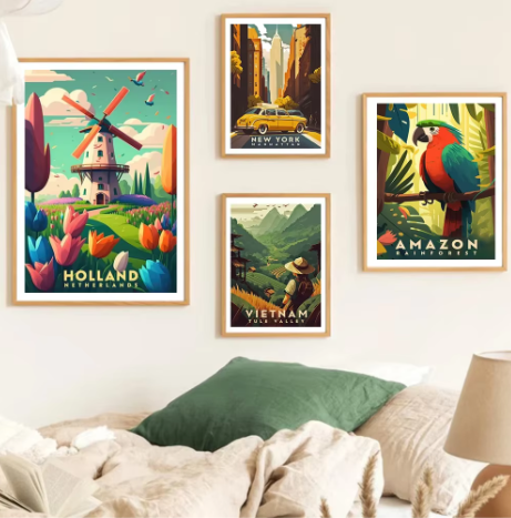 Wereld Steden Canvas Poster – Reis Landmark Muurdecoratie