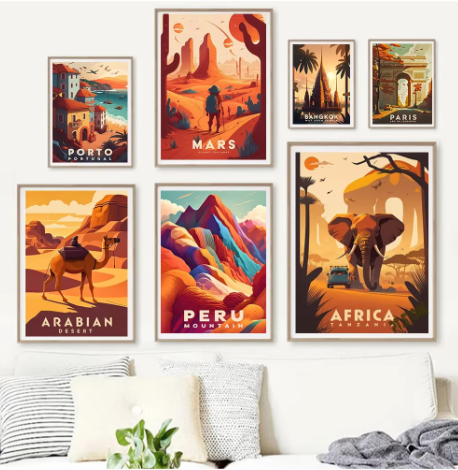 Wereld Steden Canvas Poster – Reis Landmark Muurdecoratie