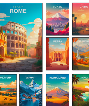 Wereld Steden Canvas Poster – Reis Landmark Muurdecoratie