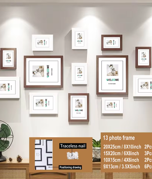 13-Delige Houten Fotolijst Set – Wandcollage Fotoframes Decoratie