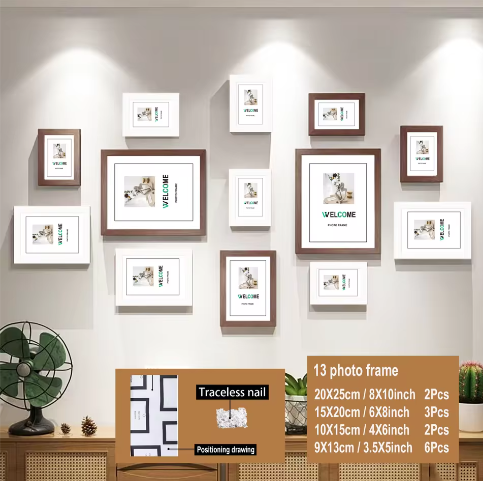 13-Delige Houten Fotolijst Set – Wandcollage Fotoframes Decoratie