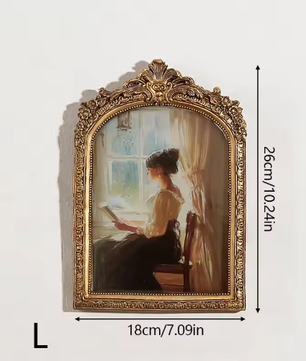 Antieke Boogvormige Fotolijst – Goud Gesneden Reliëf, Klassieke Hars Fotolijst voor Tafel of Muur