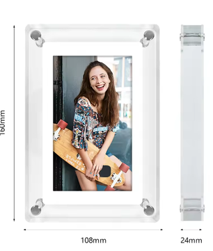 Acryl Digitale Fotolijst 5 Inch – IPS Scherm, Verticale Display met 4 GB Geheugen en Oplaadbare Batterij