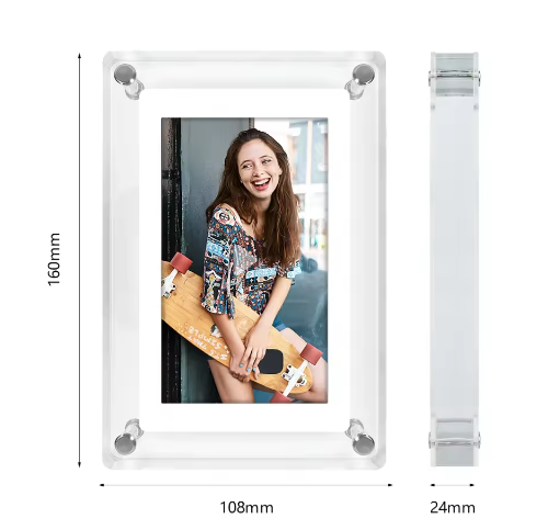 Acryl Digitale Fotolijst 5 Inch – IPS Scherm, Verticale Display met 4 GB Geheugen en Oplaadbare Batterij