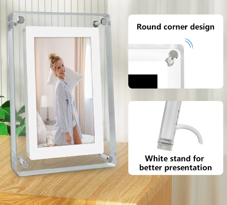 Acryl Digitale Fotolijst 5 Inch – IPS Scherm, Verticale Display met 4 GB Geheugen en Oplaadbare Batterij