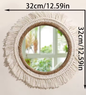 Macramé Spiegel Wanddecoratie – Boho Geweven Muurspiegel met Kwastjes voor Woonkamer en Slaapkamer