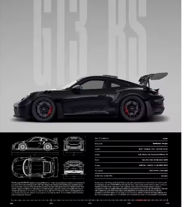 Minimalistische Sportwagen Poster op Canvas – GT3-RS Stijl Supercar Wanddecoratie voor Interieur