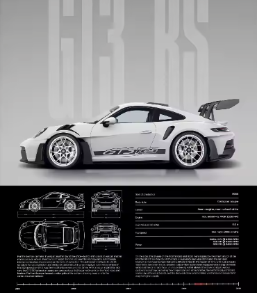 Minimalistische Sportwagen Poster op Canvas – GT3-RS Stijl Supercar Wanddecoratie voor Interieur