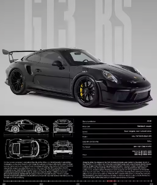 Minimalistische Sportwagen Poster op Canvas – GT3-RS Stijl Supercar Wanddecoratie voor Interieur