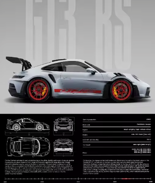 Minimalistische Sportwagen Poster op Canvas – GT3-RS Stijl Supercar Wanddecoratie voor Interieur