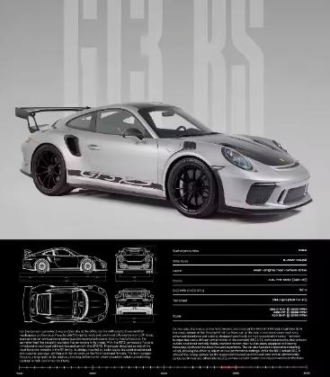 Minimalistische Sportwagen Poster op Canvas – GT3-RS Stijl Supercar Wanddecoratie voor Interieur